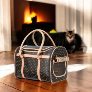 Luxury Leopard Print Folding Pet Sling Bag – Stylish Shoulder Carrier for Small and Medium Dogs & Cats